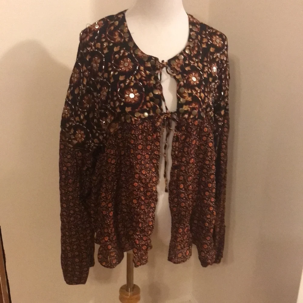 NWT Free People Malia Babydoll Jacket Blouse size Large